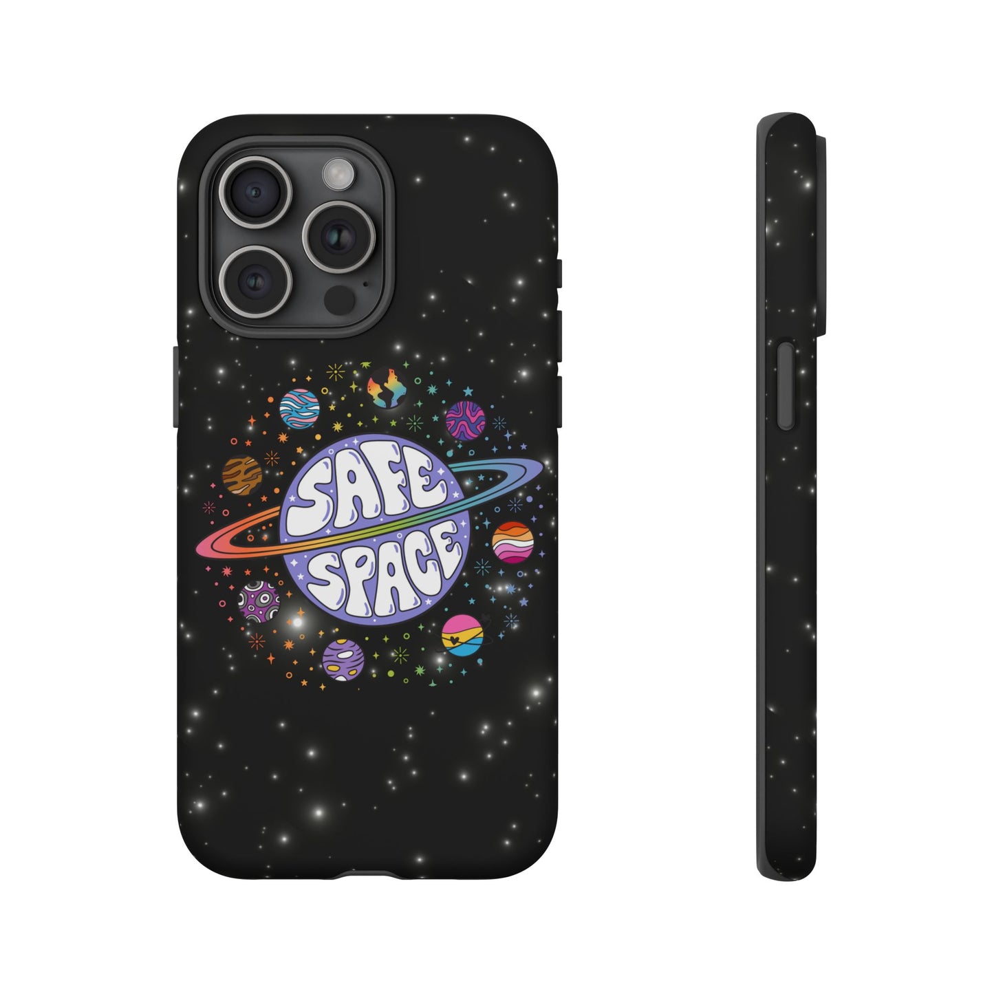 "safe space" lgbtqia+ pride galaxy android tough phone case