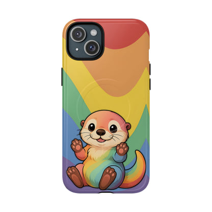 “Otterly Queer” – Retro Rainbow Pride Otter MagSafe® iPhone Tough Case