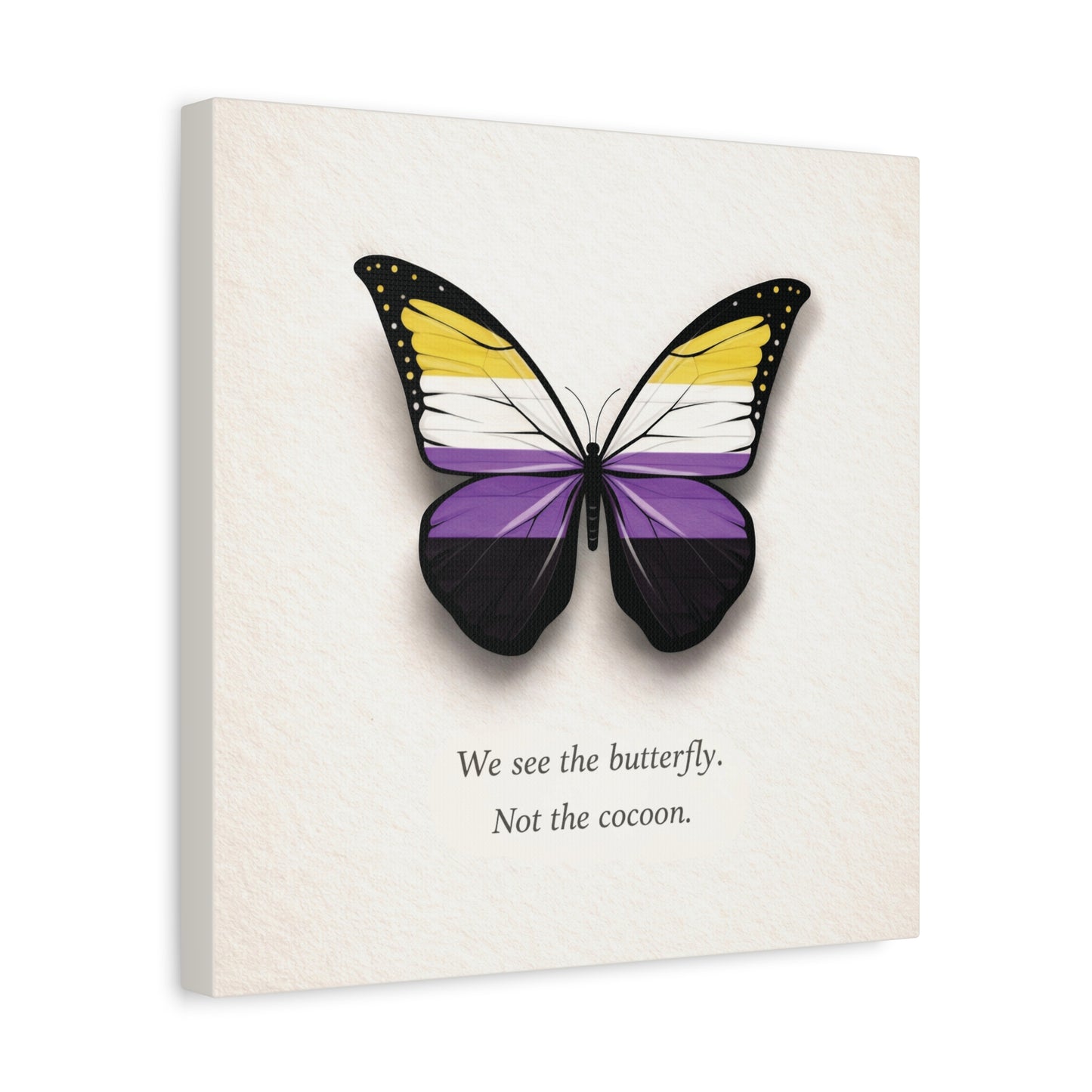 nonbinary pride butterfly | metamorphosis series canvas wall art