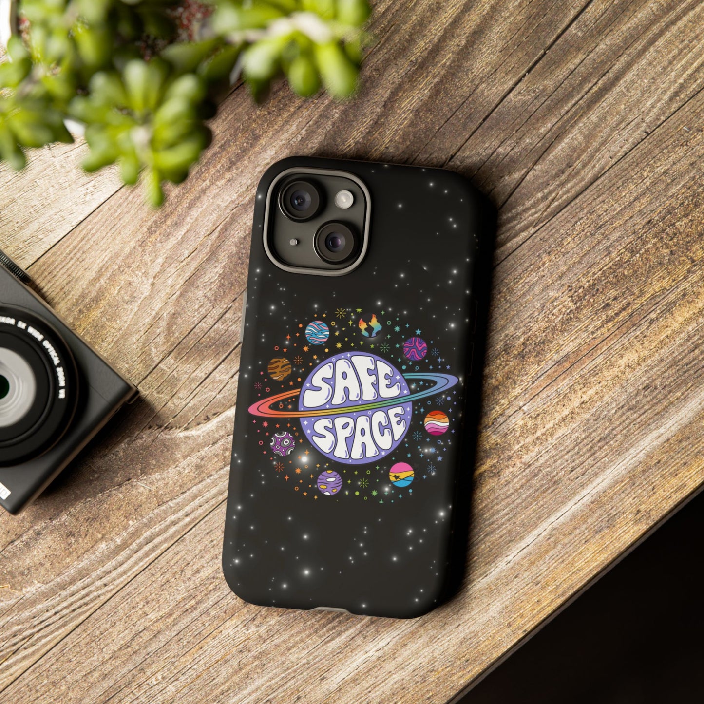 "safe space" lgbtqia+ pride galaxy android tough phone case