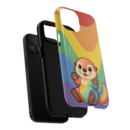 “Otterly Queer” – Retro Rainbow Pride Otter MagSafe® iPhone Tough Case