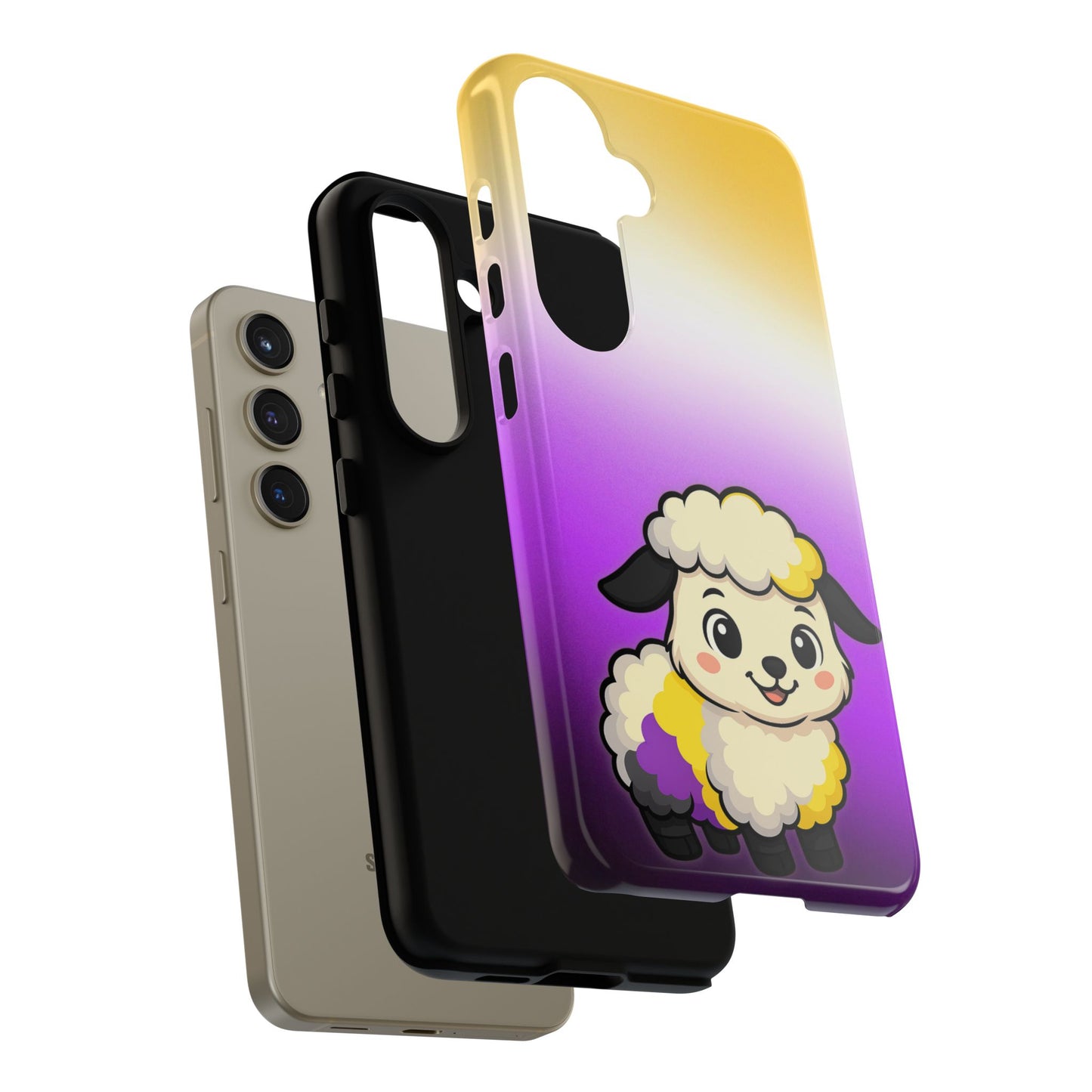 "nonbibaaary" – nonbinary pride sheep android tough phone case