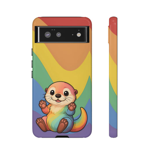 “Otterly Queer” – Retro Rainbow Pride Otter Android Tough Phone Case