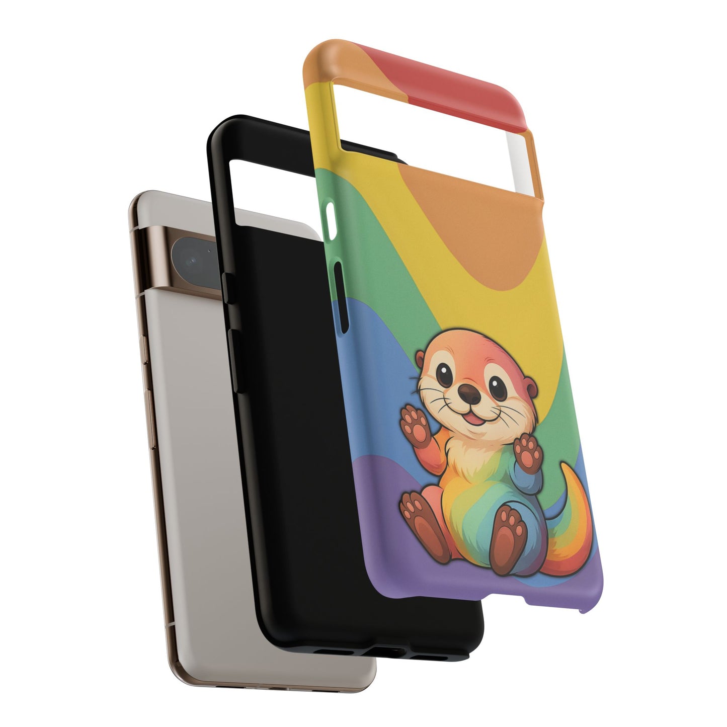 “otterly queer” – retro rainbow pride otter android tough phone case