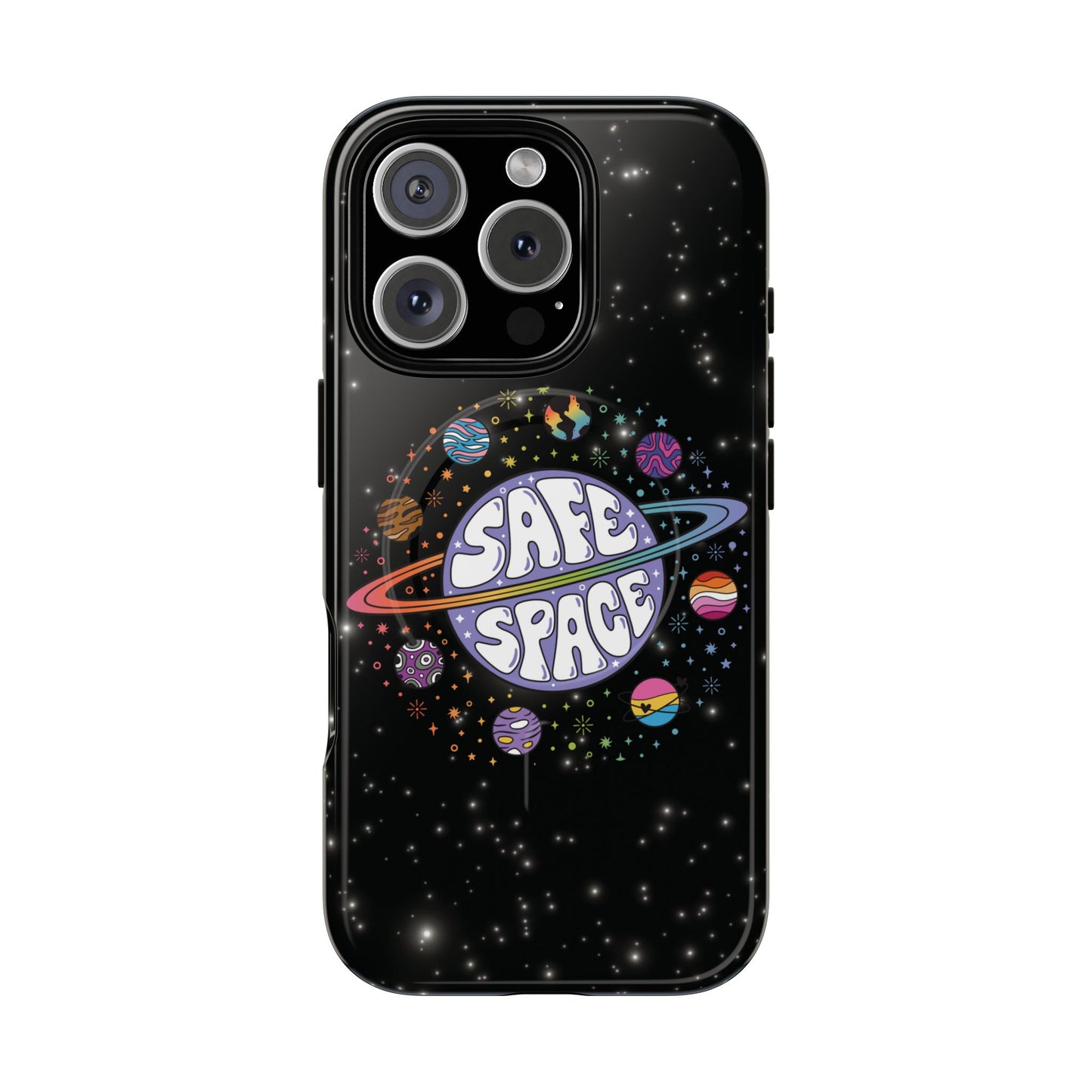 "safe space" lgbtqia+ pride galaxy magsafe® iphone case