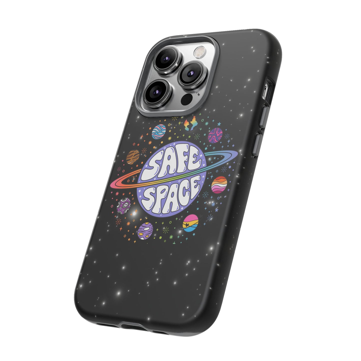 "safe space" lgbtqia+ pride galaxy android tough phone case