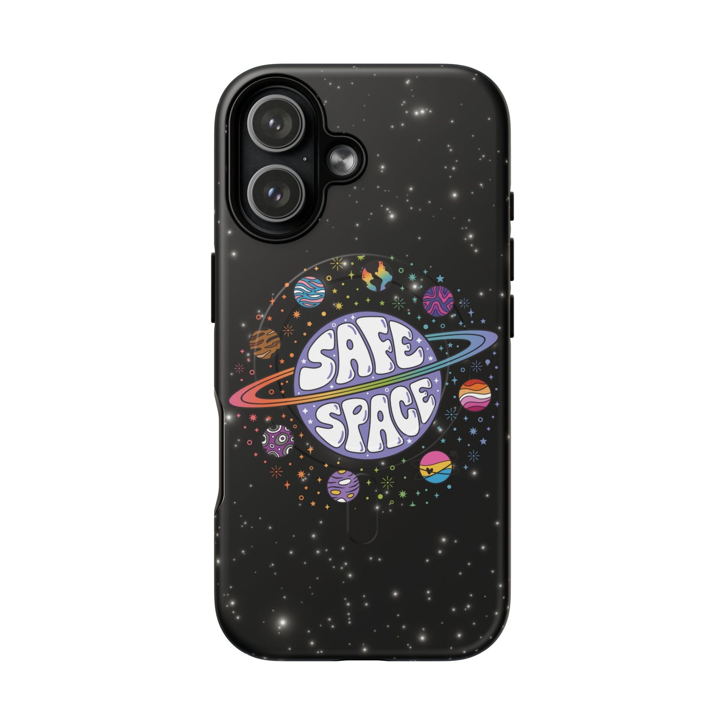 "safe space" lgbtqia+ pride galaxy magsafe® iphone case