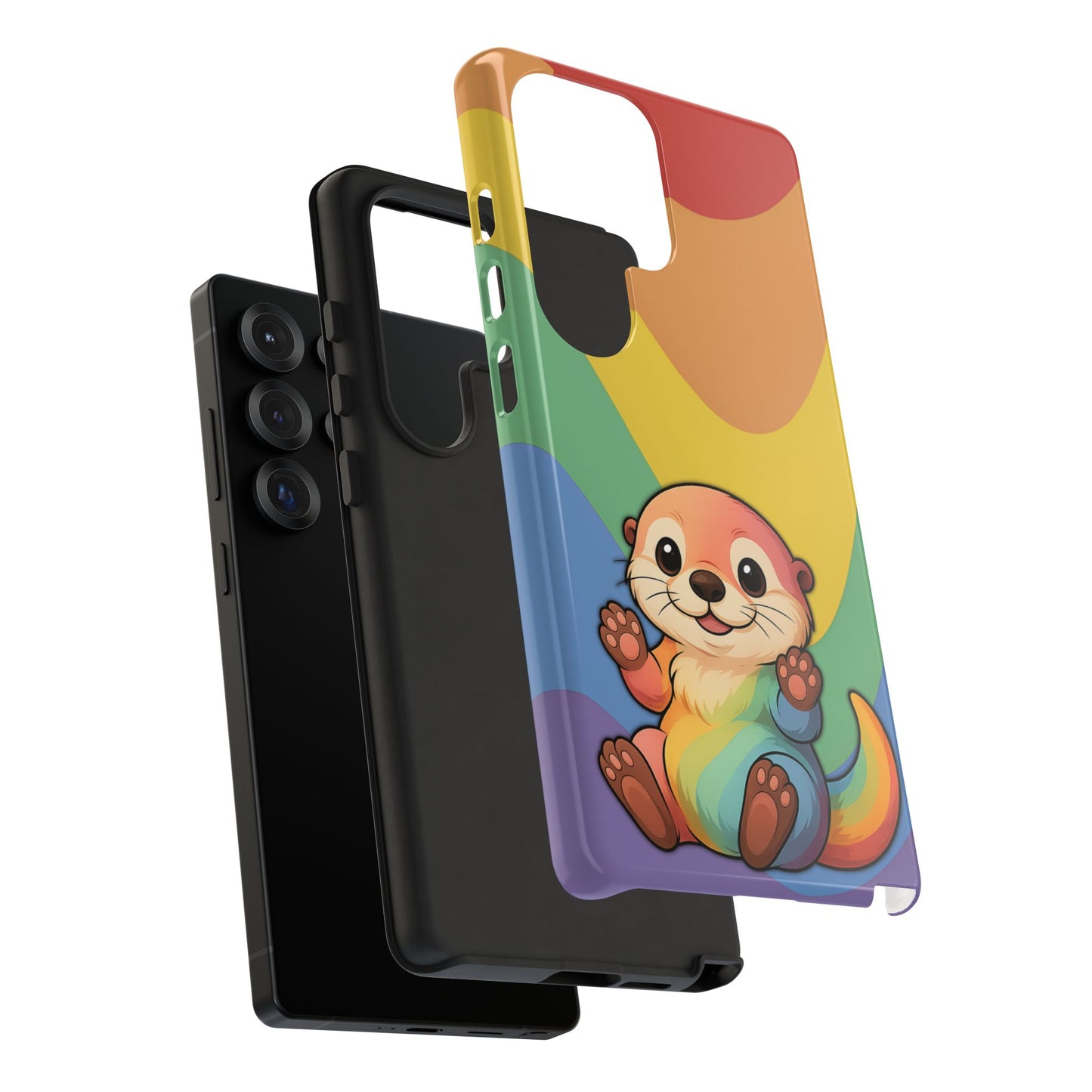 “otterly queer” – retro rainbow pride otter android tough phone case