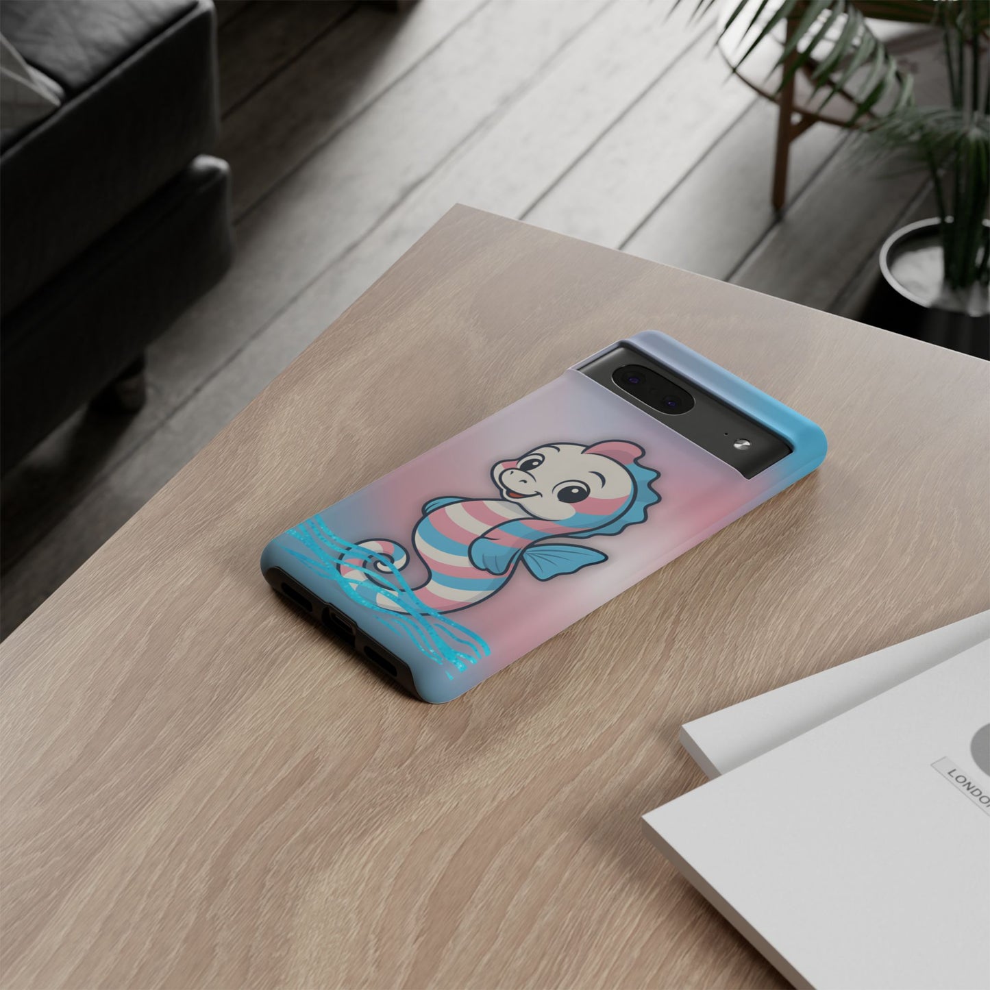 “sea me” – trans pride seahorse android tough phone case