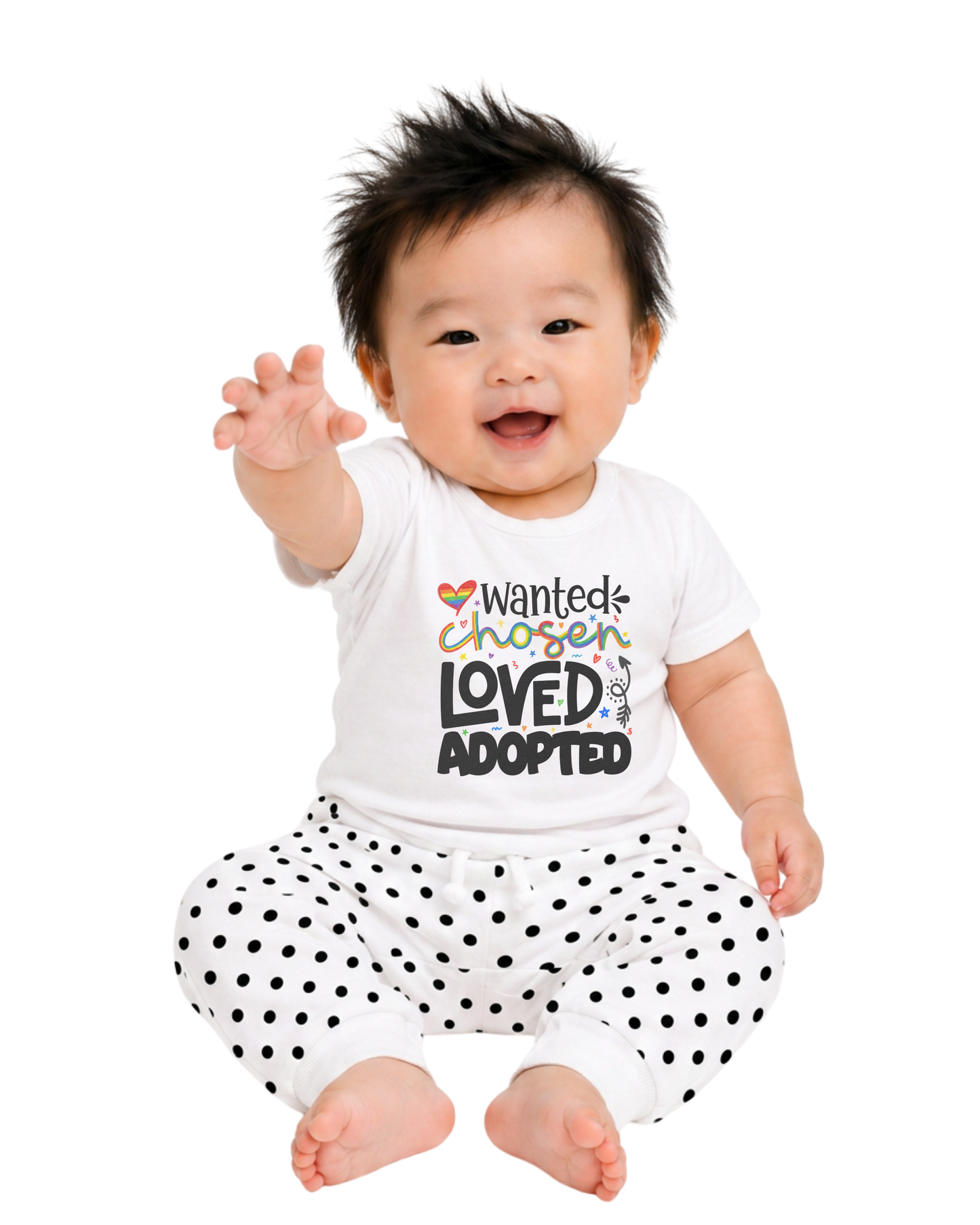 “wanted. chosen. loved. adopted.” baby jersey t-shirt