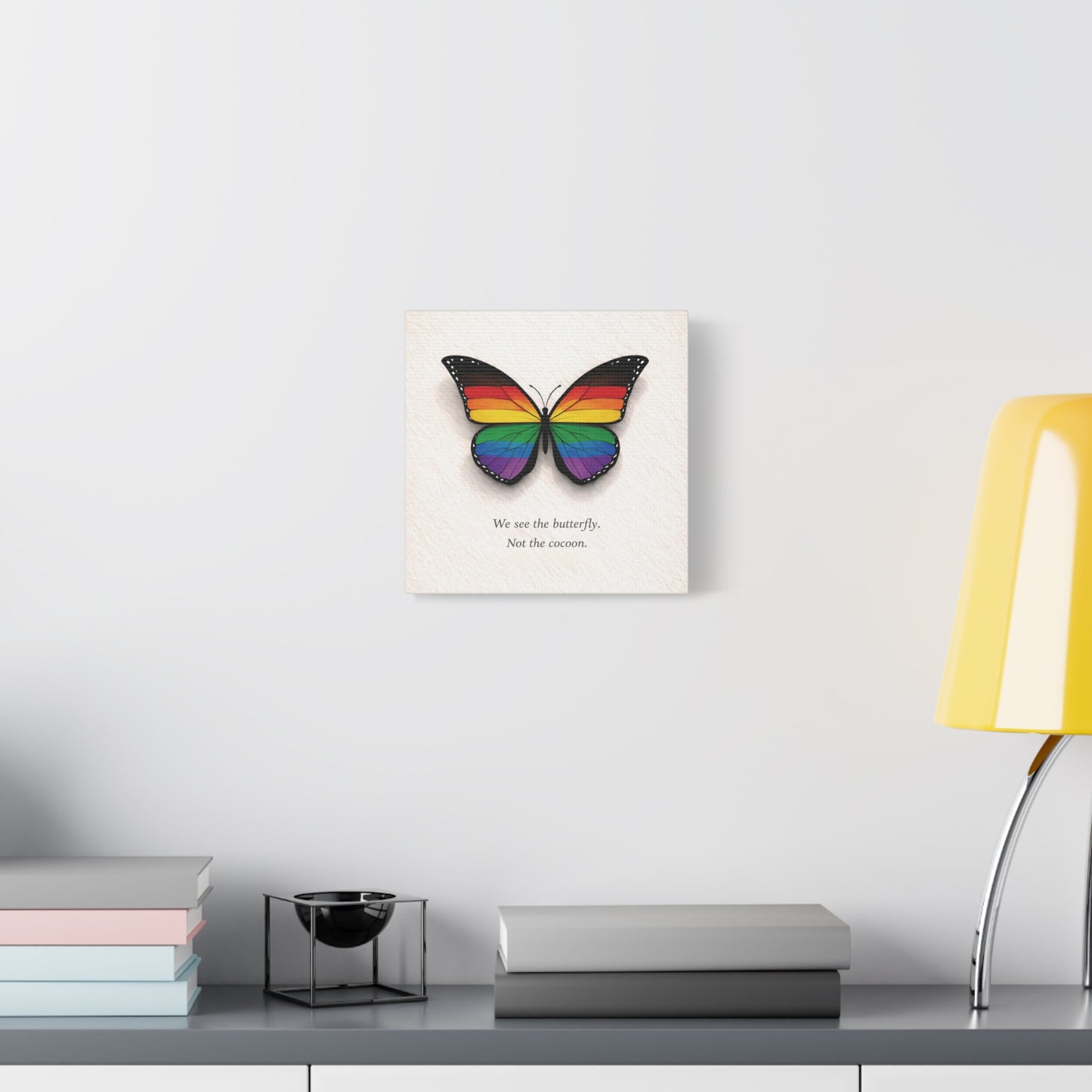 philly rainbow pride butterfly | metamorphosis series canvas wall art