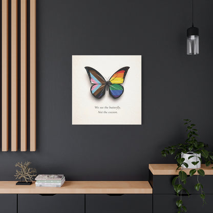 Progress Rainbow Pride Butterfly | Metamorphosis Series Canvas Wall Art