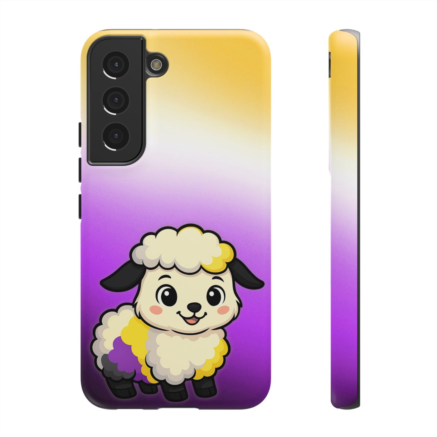 "nonbibaaary" – nonbinary pride sheep android tough phone case