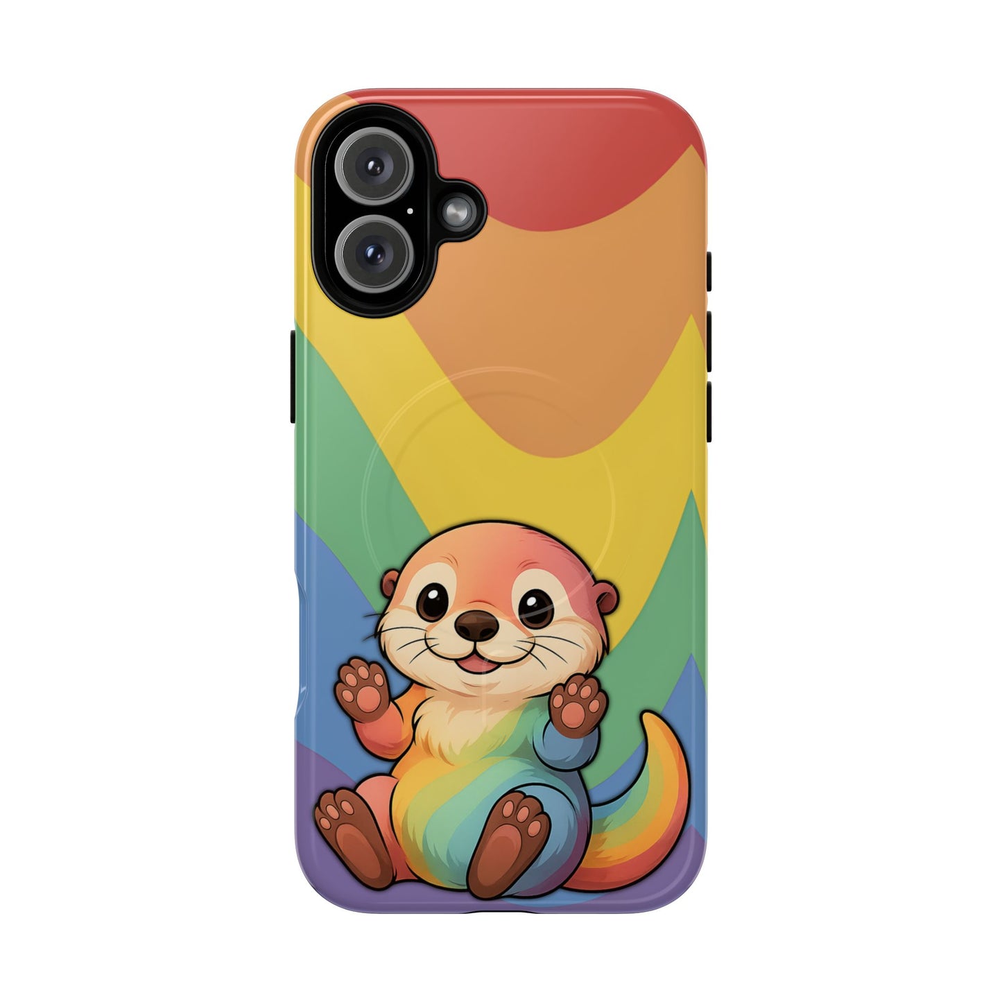“otterly queer” – retro rainbow pride otter magsafe® iphone tough case