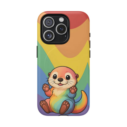 “Otterly Queer” – Retro Rainbow Pride Otter MagSafe® iPhone Tough Case