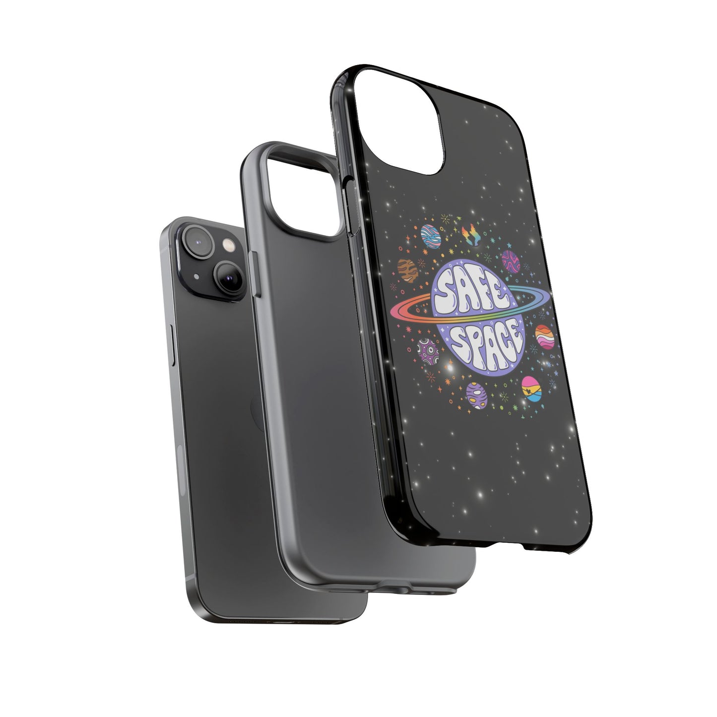 "safe space" lgbtqia+ pride galaxy android tough phone case