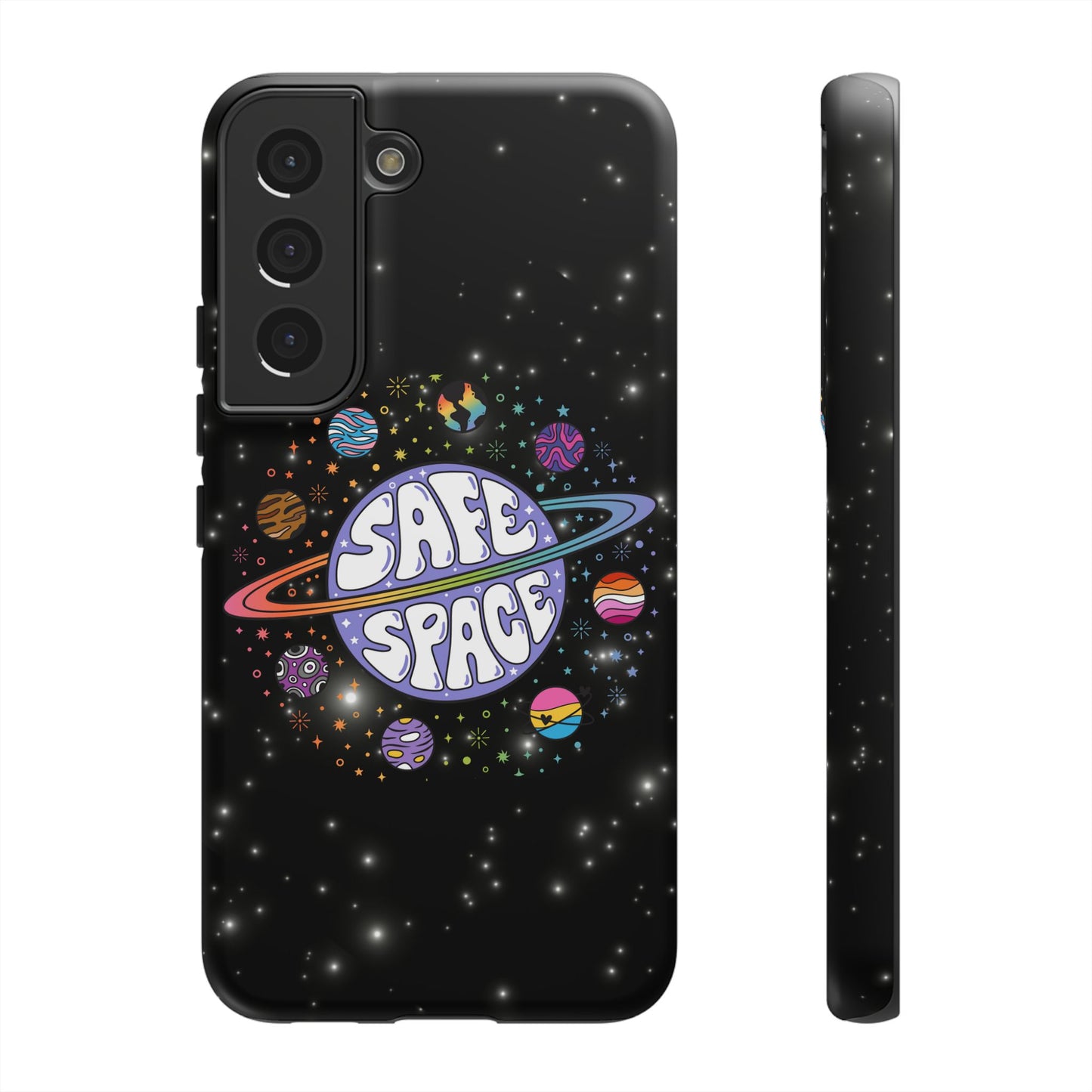 "safe space" lgbtqia+ pride galaxy android tough phone case