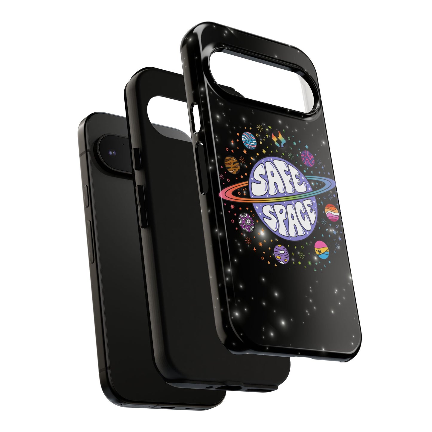 "safe space" lgbtqia+ pride galaxy android tough phone case