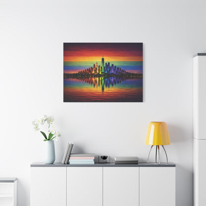 City of Us | LGBTQ Pride Rainbow Skyline Canvas Wall Art