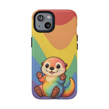 “Otterly Queer” – Retro Rainbow Pride Otter MagSafe® iPhone Tough Case