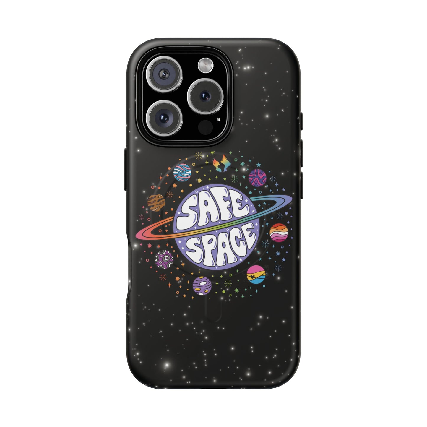 "safe space" lgbtqia+ pride galaxy magsafe® iphone case
