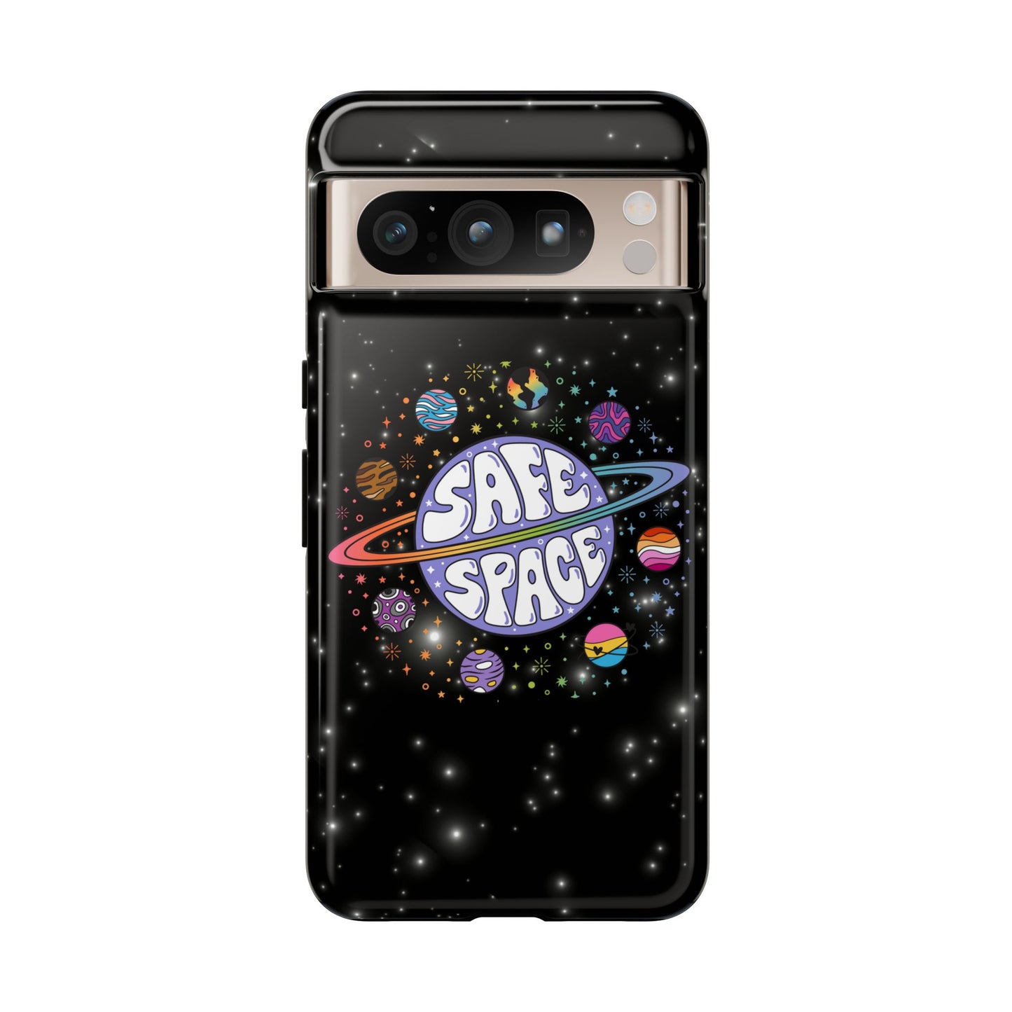 "safe space" lgbtqia+ pride galaxy android tough phone case
