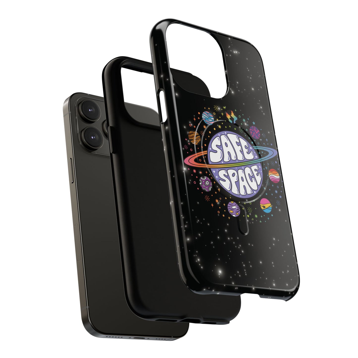 "safe space" lgbtqia+ pride galaxy magsafe® iphone case