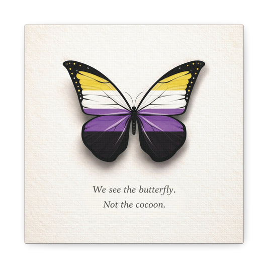 Nonbinary Pride Butterfly | Metamorphosis Series Canvas Wall Art