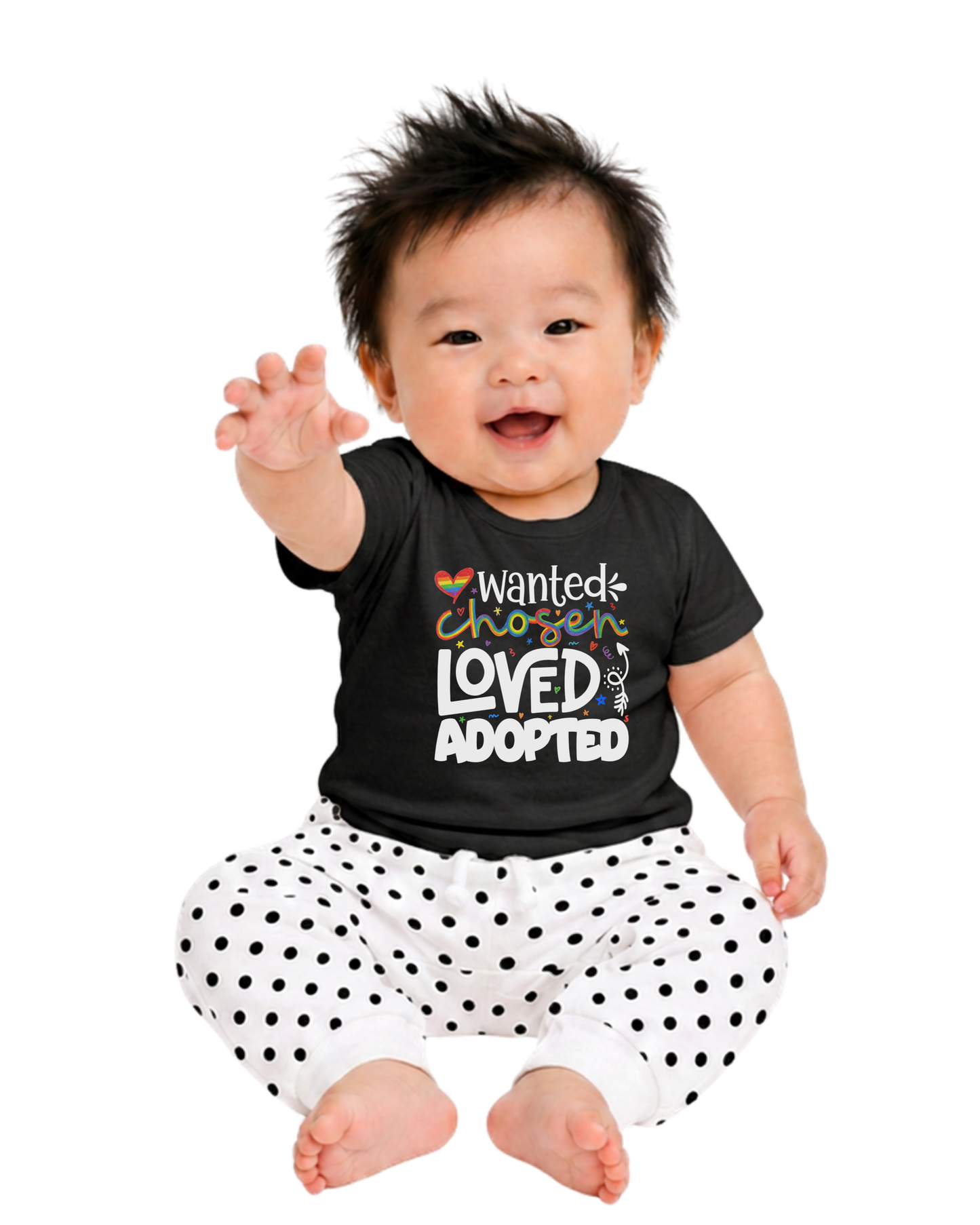 “wanted. chosen. loved. adopted.” baby jersey t-shirt