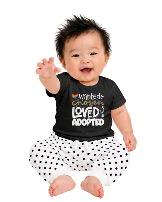 “Wanted. Chosen. Loved. Adopted.” Baby Jersey T-Shirt