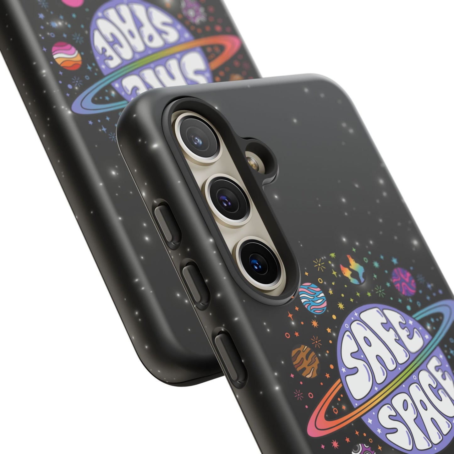 "safe space" lgbtqia+ pride galaxy android tough phone case
