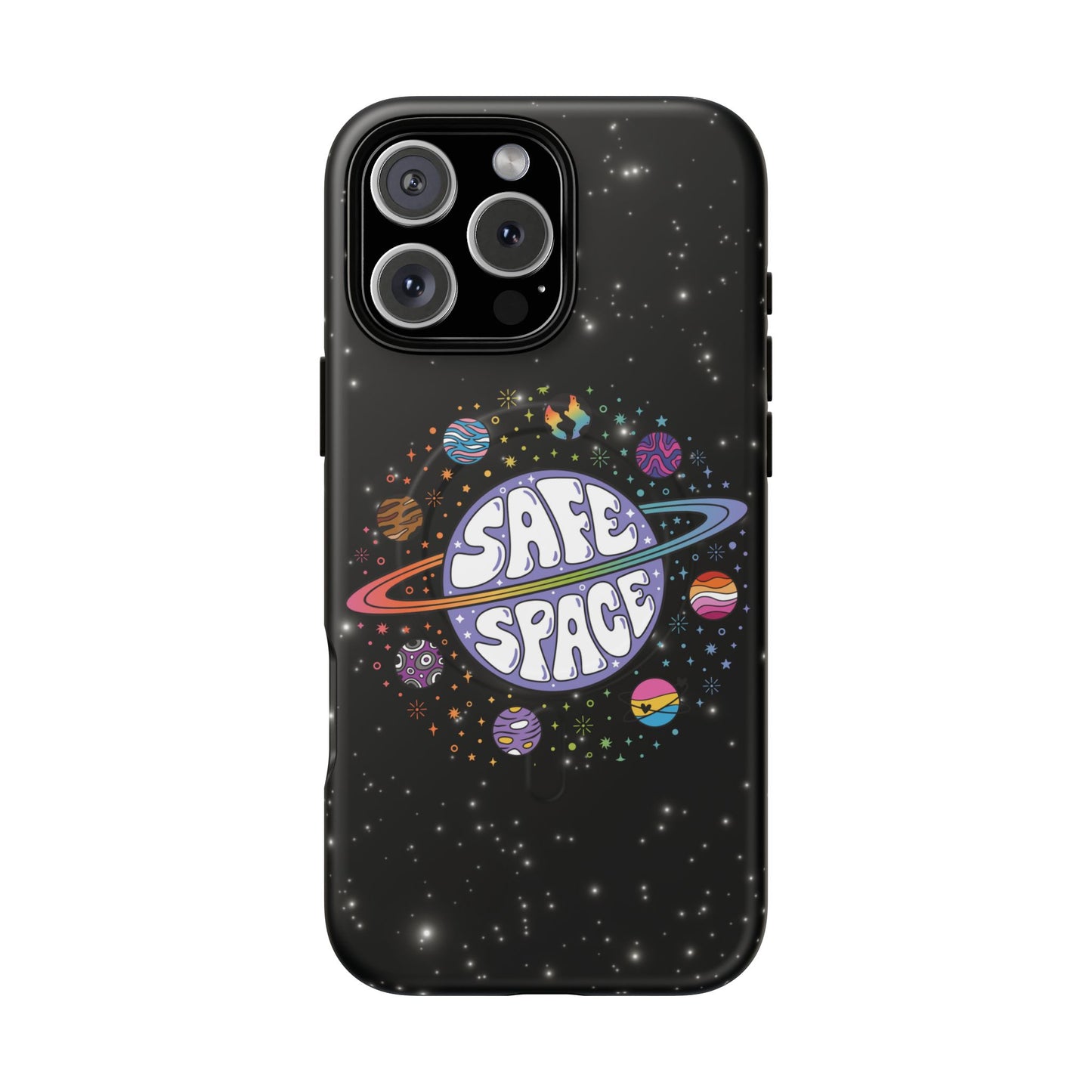 "safe space" lgbtqia+ pride galaxy magsafe® iphone case