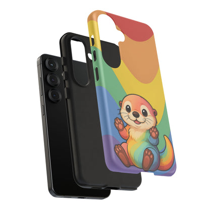 “Otterly Queer” – Retro Rainbow Pride Otter Android Tough Phone Case