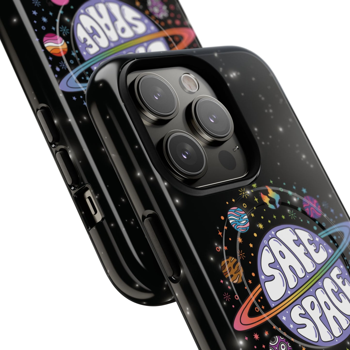 "safe space" lgbtqia+ pride galaxy magsafe® iphone case