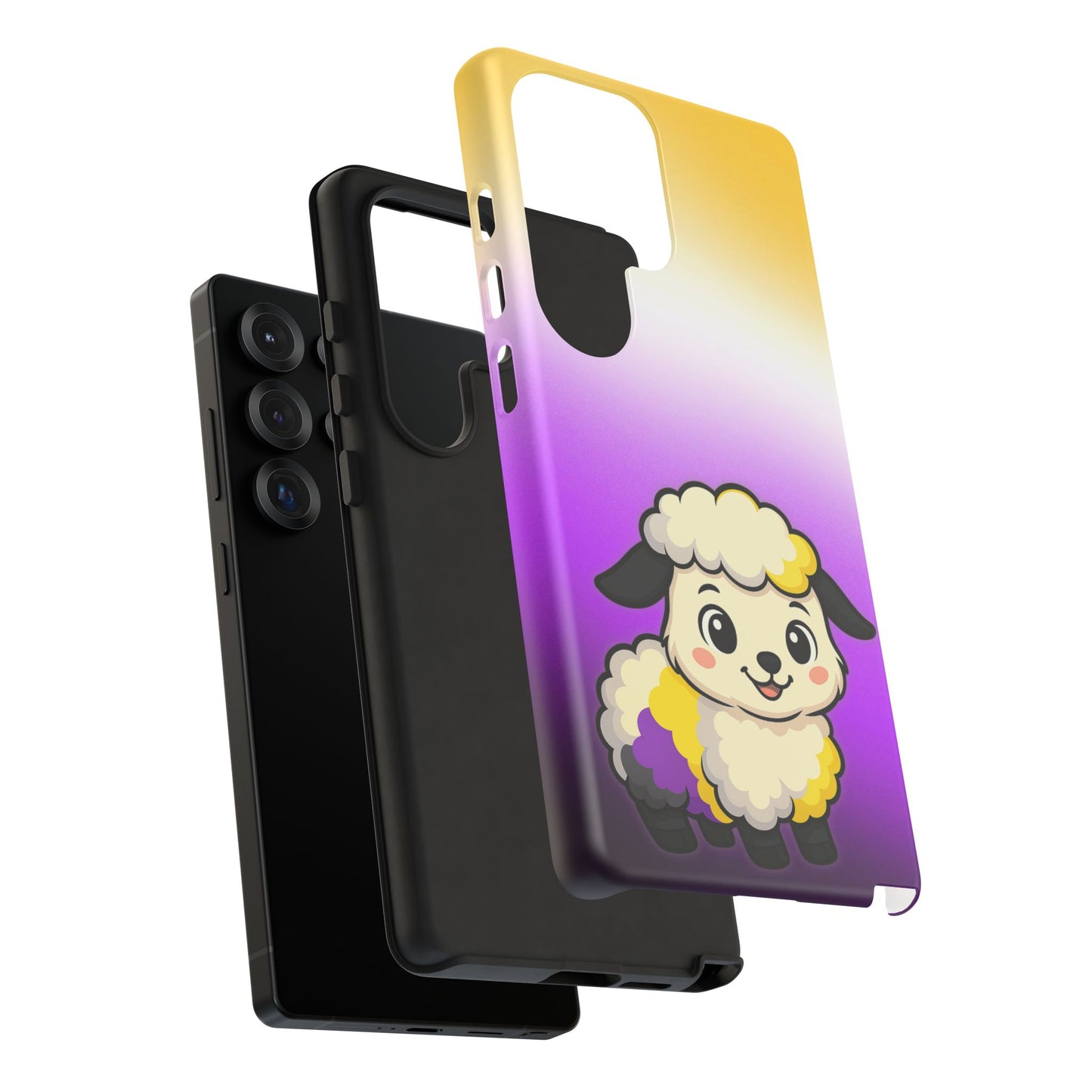 "nonbibaaary" – nonbinary pride sheep android tough phone case