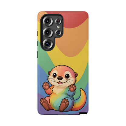 “Otterly Queer” – Retro Rainbow Pride Otter Android Tough Phone Case
