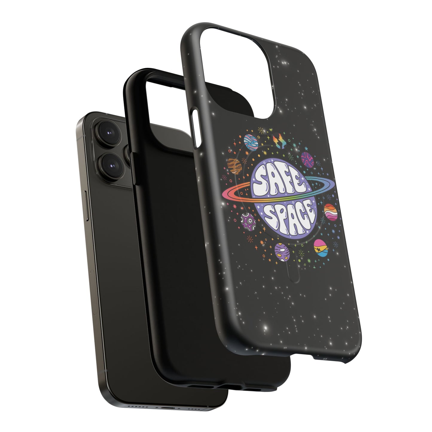 "safe space" lgbtqia+ pride galaxy magsafe® iphone case