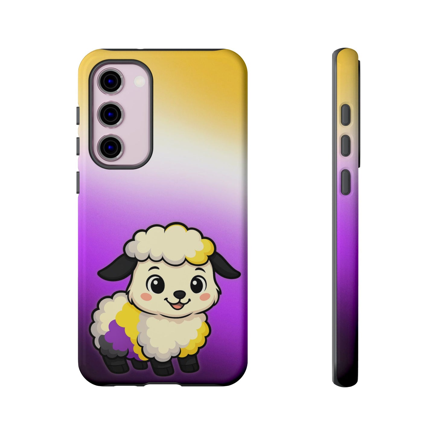 "nonbibaaary" – nonbinary pride sheep android tough phone case