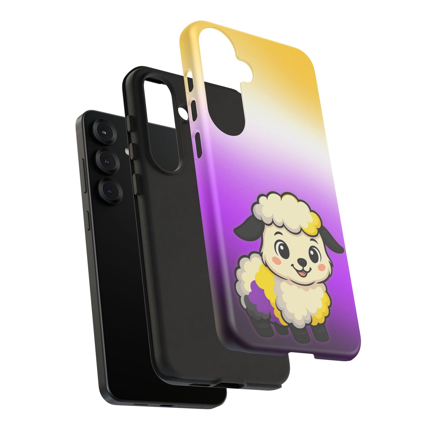 "nonbibaaary" – nonbinary pride sheep android tough phone case