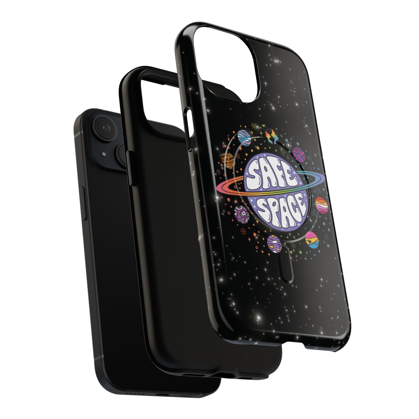 "safe space" lgbtqia+ pride galaxy magsafe® iphone case