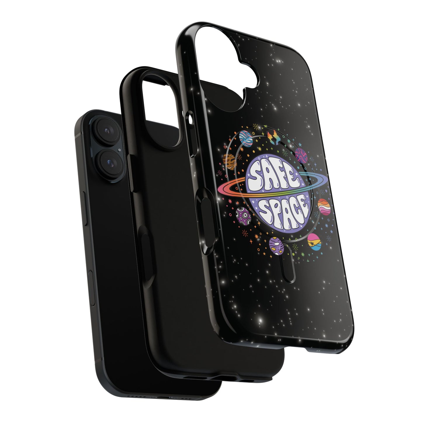 "safe space" lgbtqia+ pride galaxy magsafe® iphone case