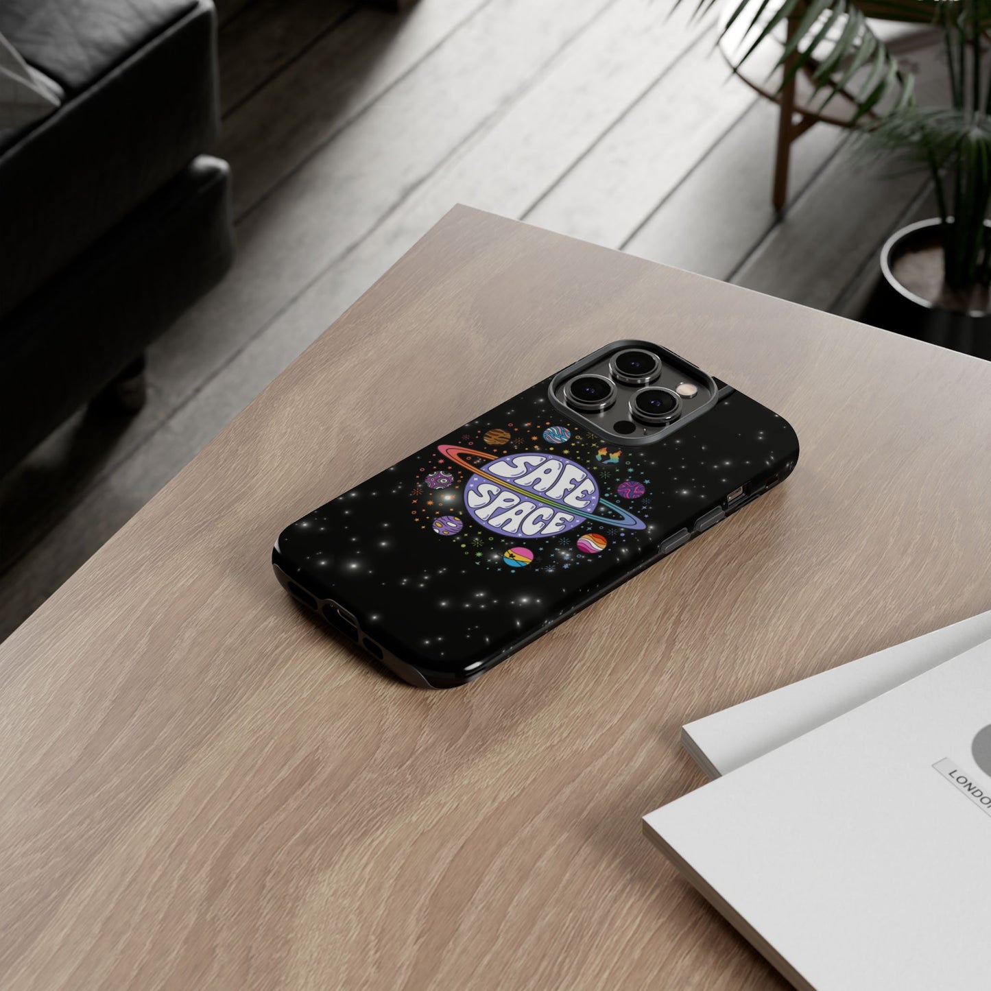 "safe space" lgbtqia+ pride galaxy android tough phone case