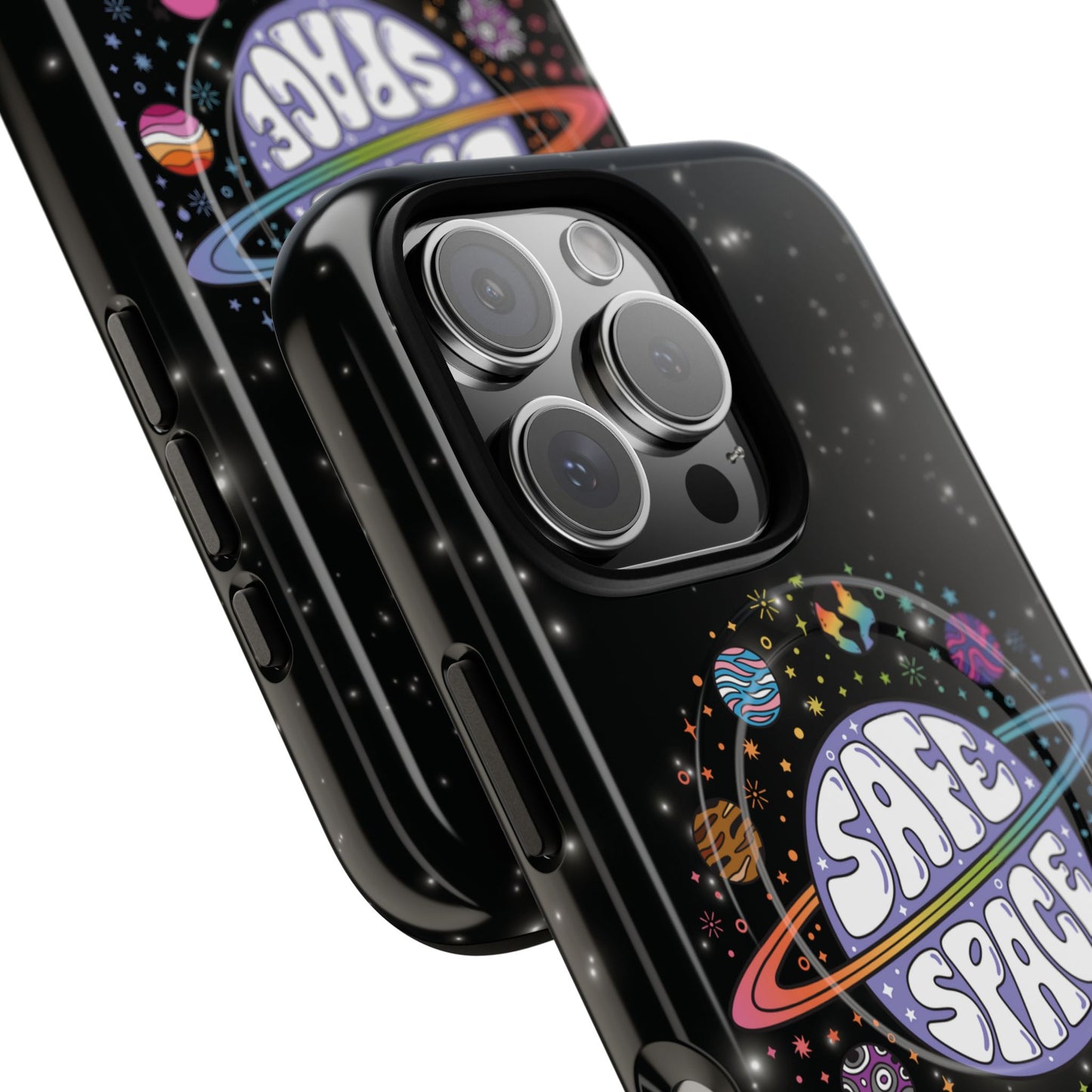 "safe space" lgbtqia+ pride galaxy magsafe® iphone case