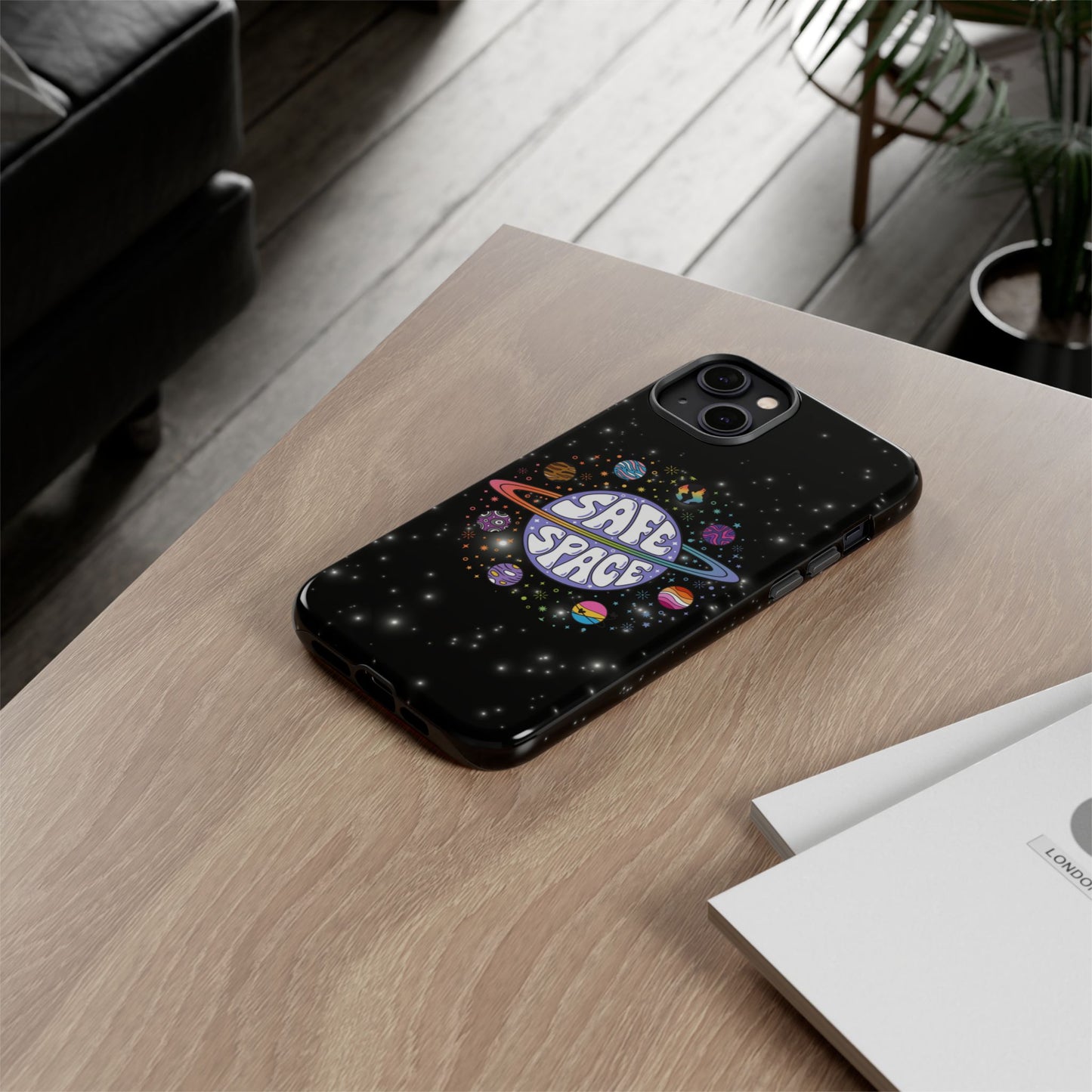"safe space" lgbtqia+ pride galaxy android tough phone case