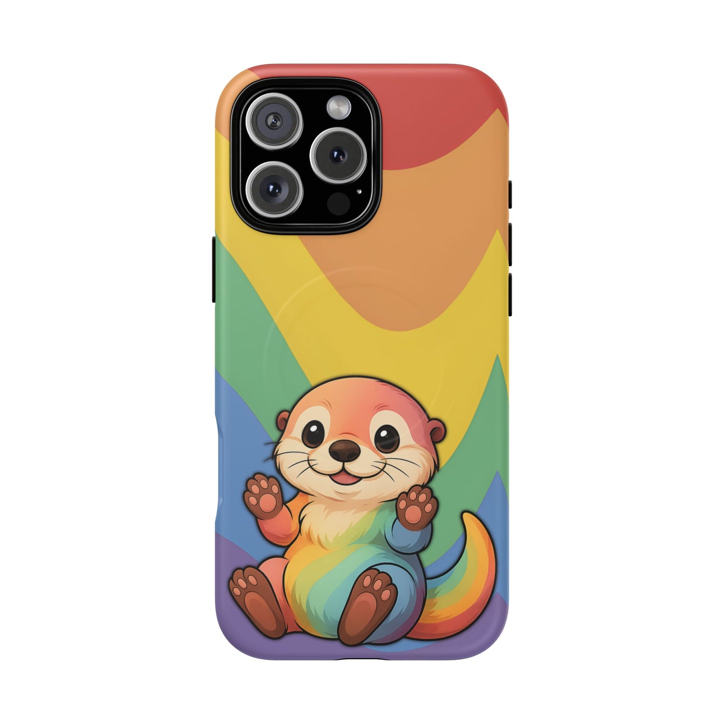 “otterly queer” – retro rainbow pride otter magsafe® iphone tough case