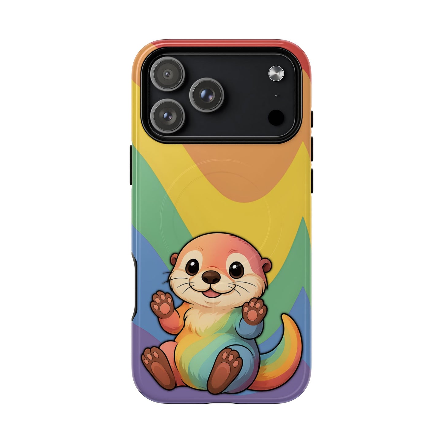 “otterly queer” – retro rainbow pride otter magsafe® iphone tough case