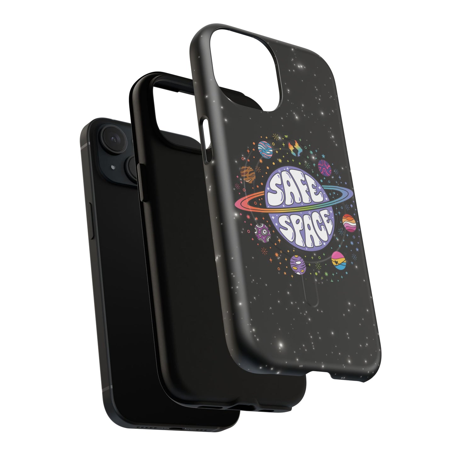 "safe space" lgbtqia+ pride galaxy magsafe® iphone case