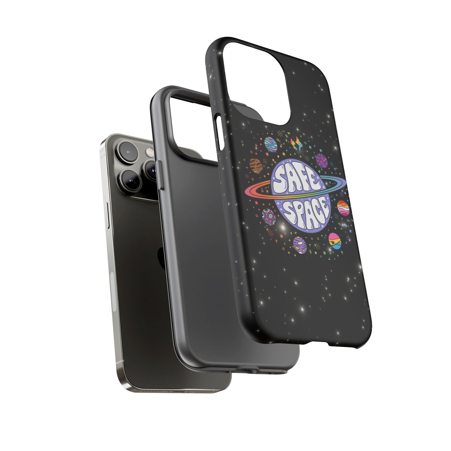 "safe space" lgbtqia+ pride galaxy android tough phone case