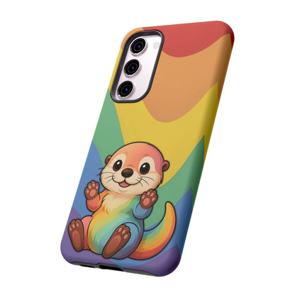 “Otterly Queer” – Retro Rainbow Pride Otter Android Tough Phone Case