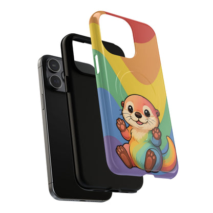 “Otterly Queer” – Retro Rainbow Pride Otter MagSafe® iPhone Tough Case
